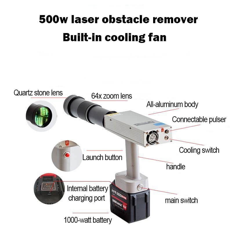 900 1100nm laser obstacle removal instrument handheld pump source 500w laser ignition 70 100 meters